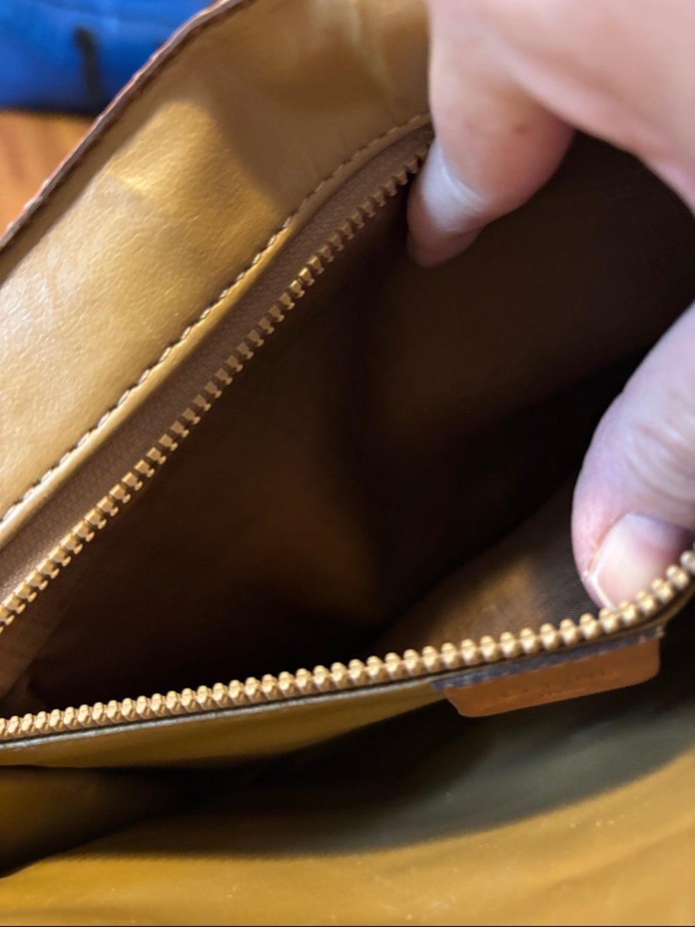 Celine Brown Monogram Canvas Toiletry Clutch with Tan Leather Trim - Picture 11 of 11